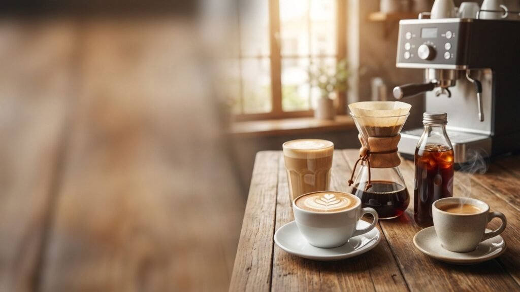 A rich variety of specialty coffee drinks featuring handcrafted brews beyond the classic Americano